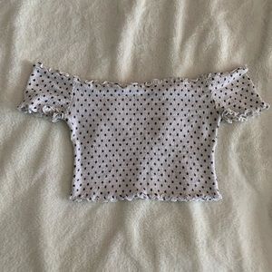 White Spotted Cropped Top